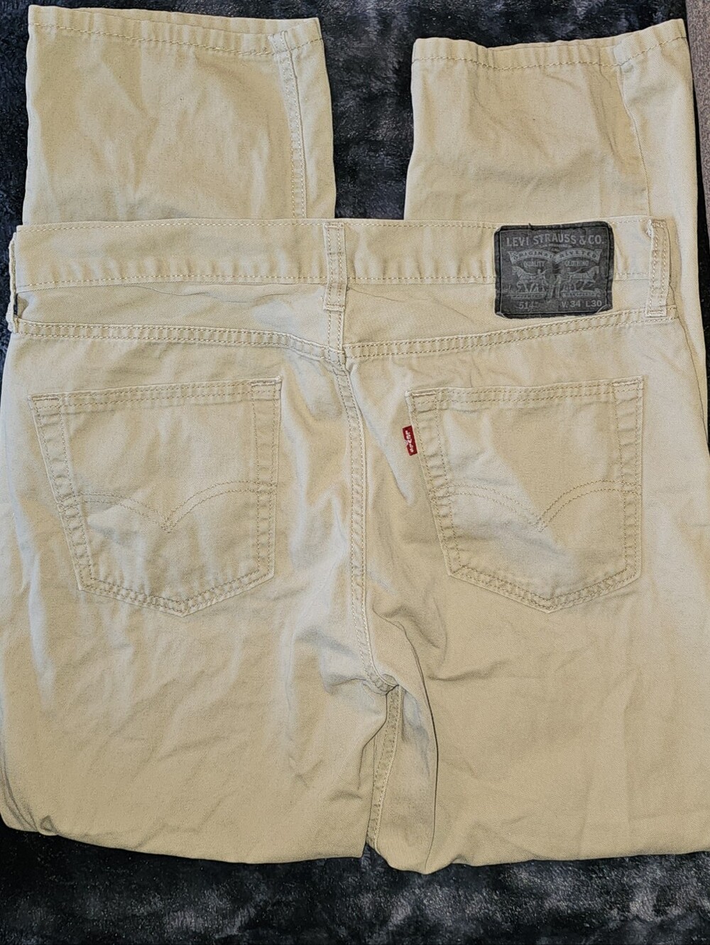 Levi's 514 Jeans Men's Straight Leg 34x30 Khaki Beige Tan Denim Classic Casual - Picture 3 of 6
